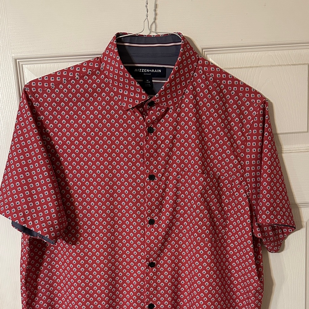 Mizzen+Main Burgundy Geometric Men's Shirt